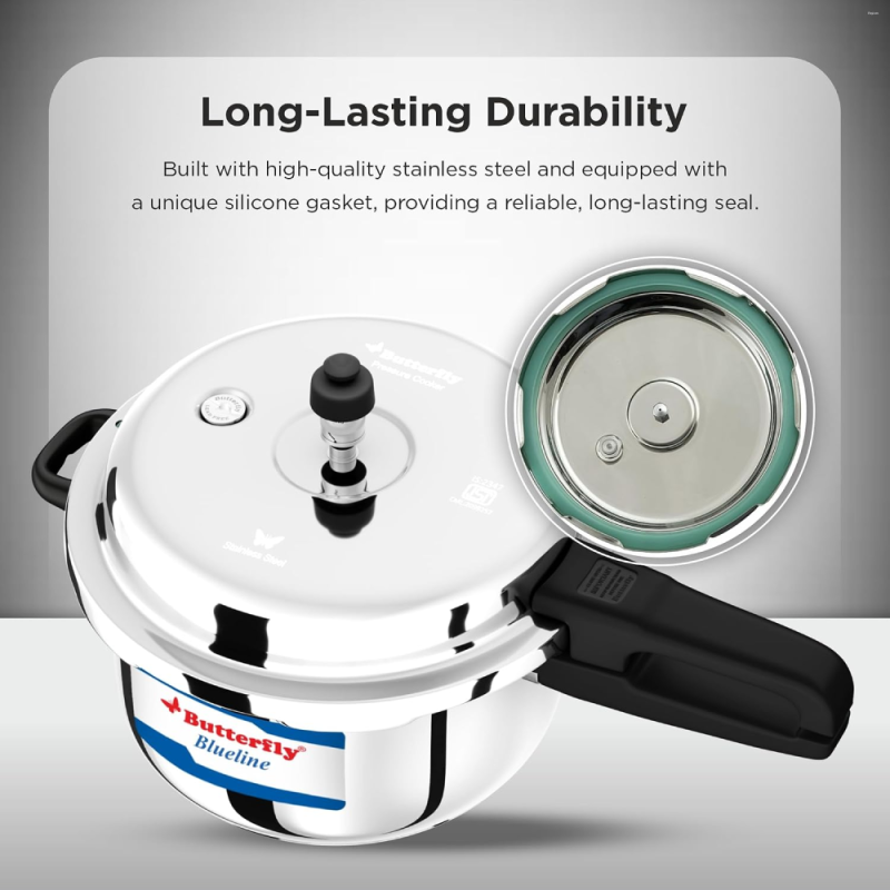 Butterfly Blueline 2L + 3L + 5L Combi Pack Stainless Steel Pressure Cookers with Induction Base & Stay-Cool Handles