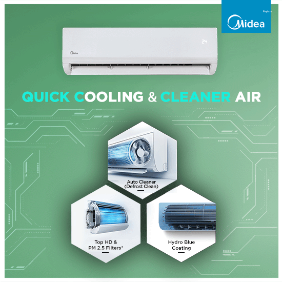 Midea 1.5 Ton 3 Star Fixed Speed Split AC – SANTIS MAX CLS (MAS18SM3R36F0)