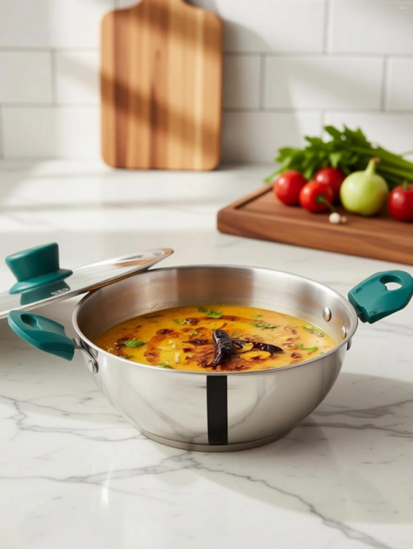 The Indus Valley 20cm Kadai Stainless Steel KC-SS-KA-006