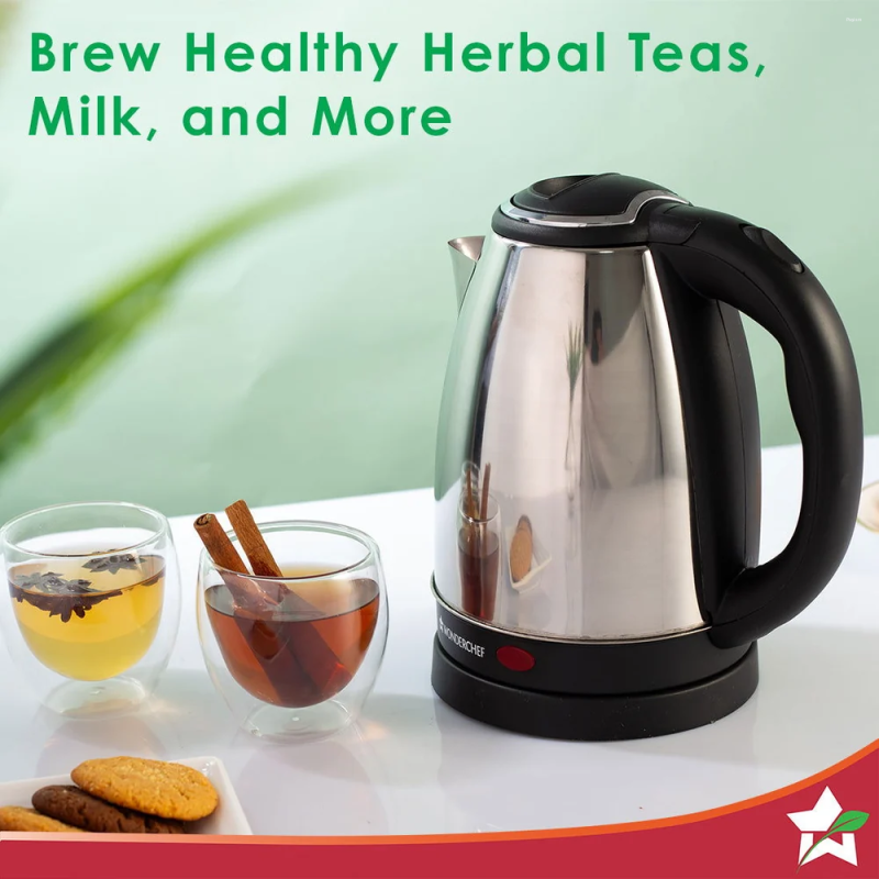 Wonderchef Crescent 1.8L 1350W Electric Kettle, Stainless Steel Body, Safety Locking Lid, Thermostat & Auto Shut-Off