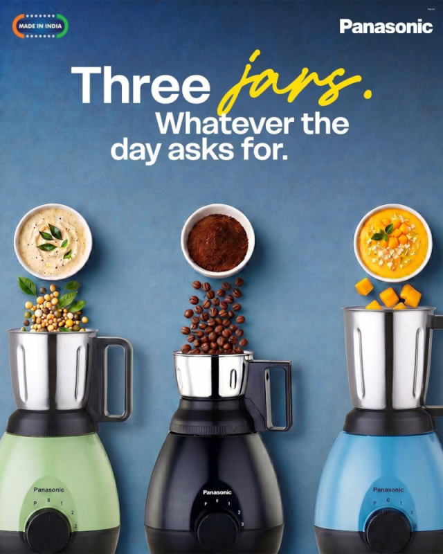 Panasonic Super Mixer Grinder MX-GN5003 500W with 4 Jars, Stainless Steel Blender Jar & Mill Jar, Black
