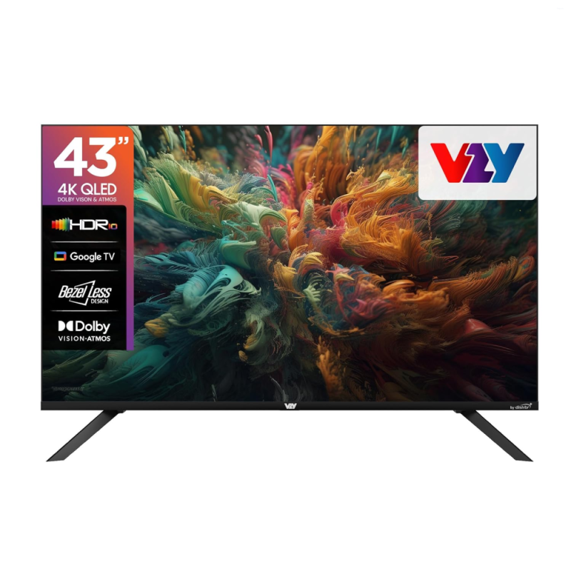 VZY 43 Inches 4K Ultra HD Smart Google QLED TV (X43UHQG5AV, Black)