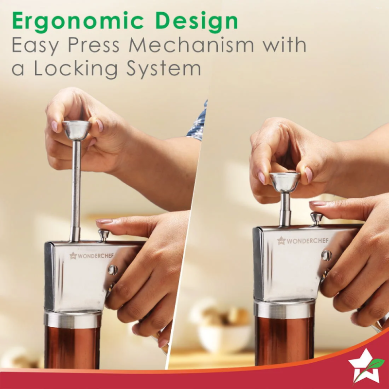 Wonderchef Snacks Maker with 12 Jalis, Stainless Steel Manual Press for Sev, Bhujiya, Chakli, Murukku & Papdi