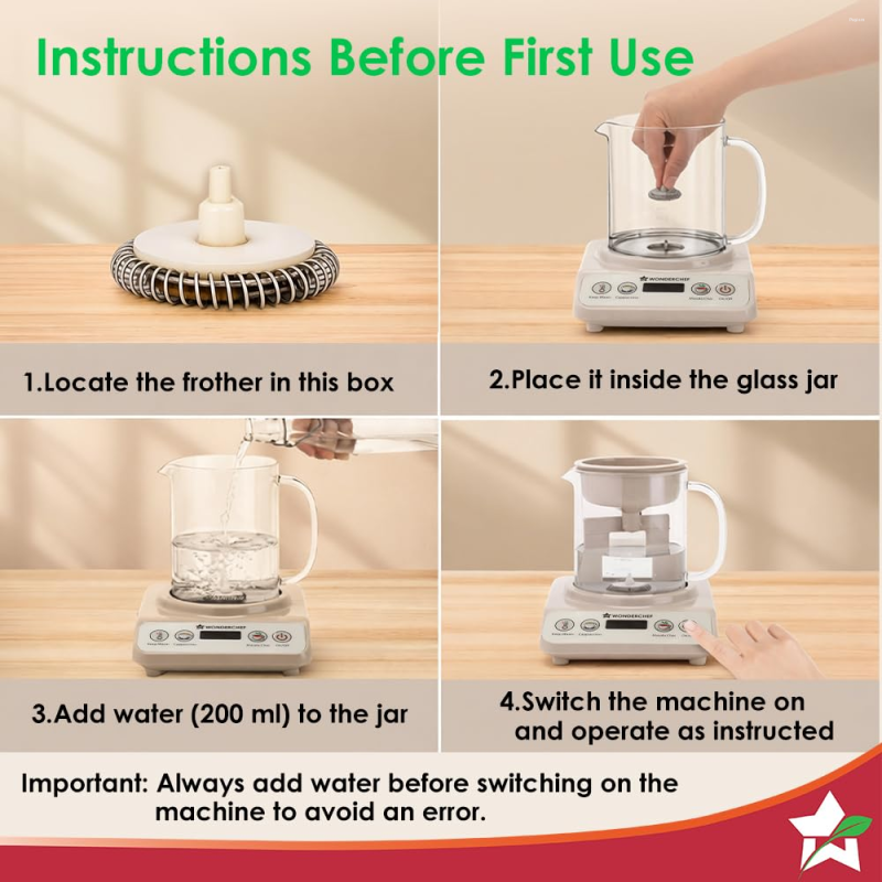Wonderchef Chai Magic 600W 500ml Automatic Tea & Cappuccino Maker, 4 Modes, Automatic Milk Dispensing & Self-Cleaning
