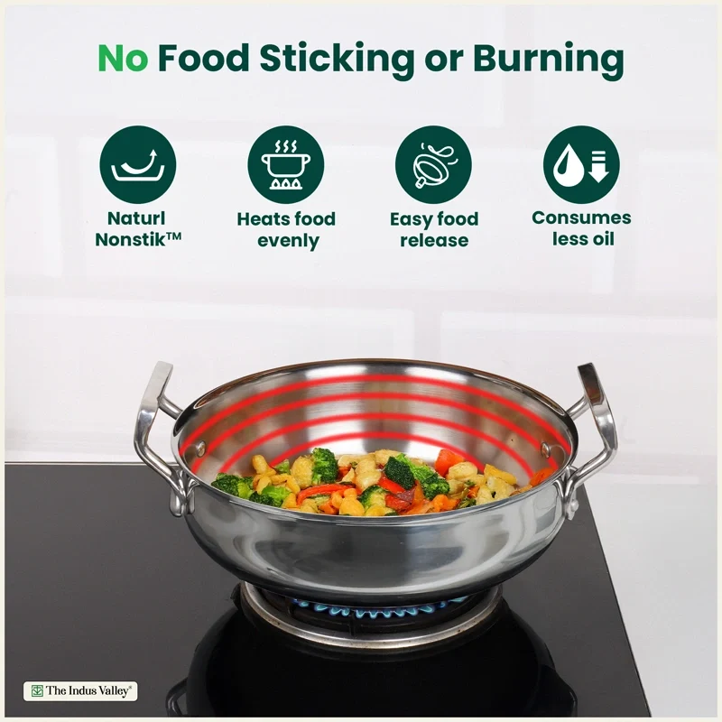 The Indus Valley 24cm Uruli Tri-Ply Stainless Steel, SS Lid KC-TP-UR-003