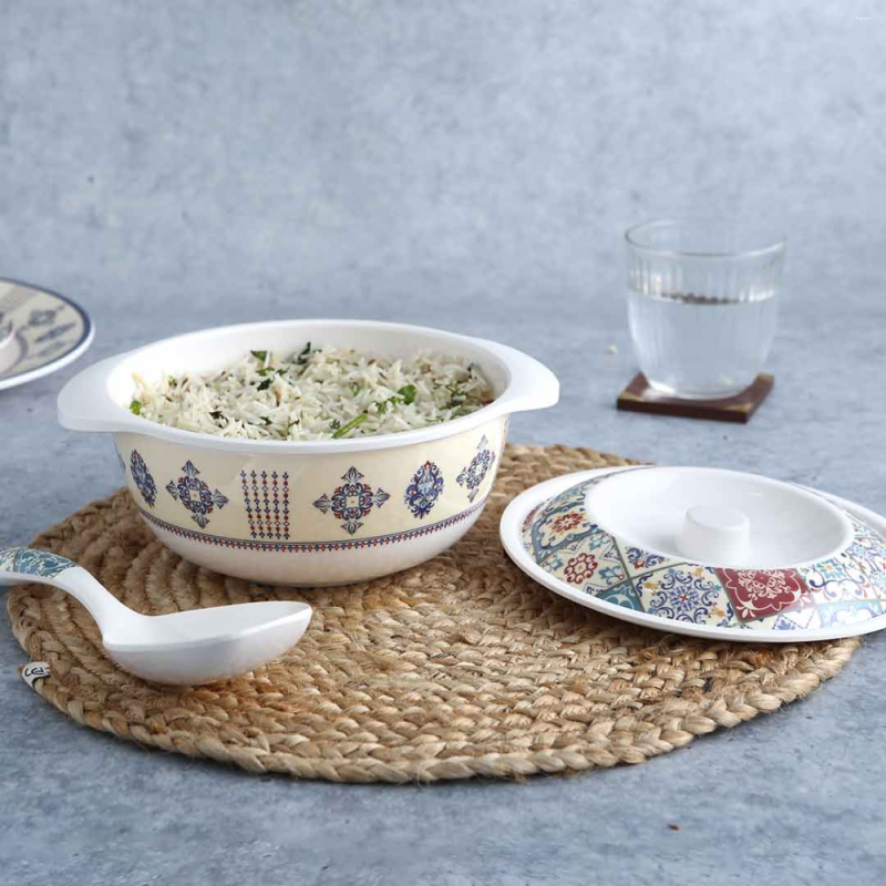 Wonderchef Venice 31-Piece Blue Melamine Dinner Set with Dinner Plates, Bowls, Casseroles & Serving Platter