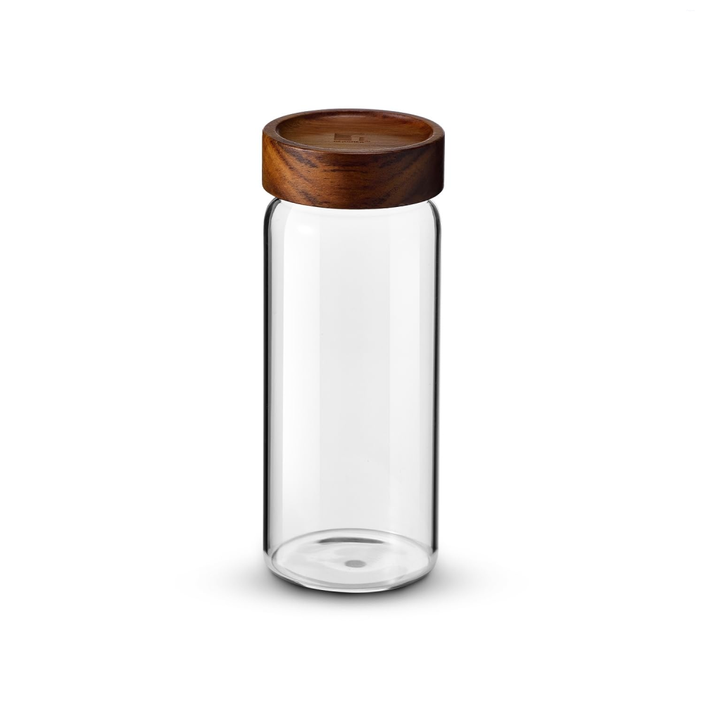 Bergner Acadia Square Storage Jar 800ml Borosilicate Glass, Acacia Wood Lid BG-20560-MM