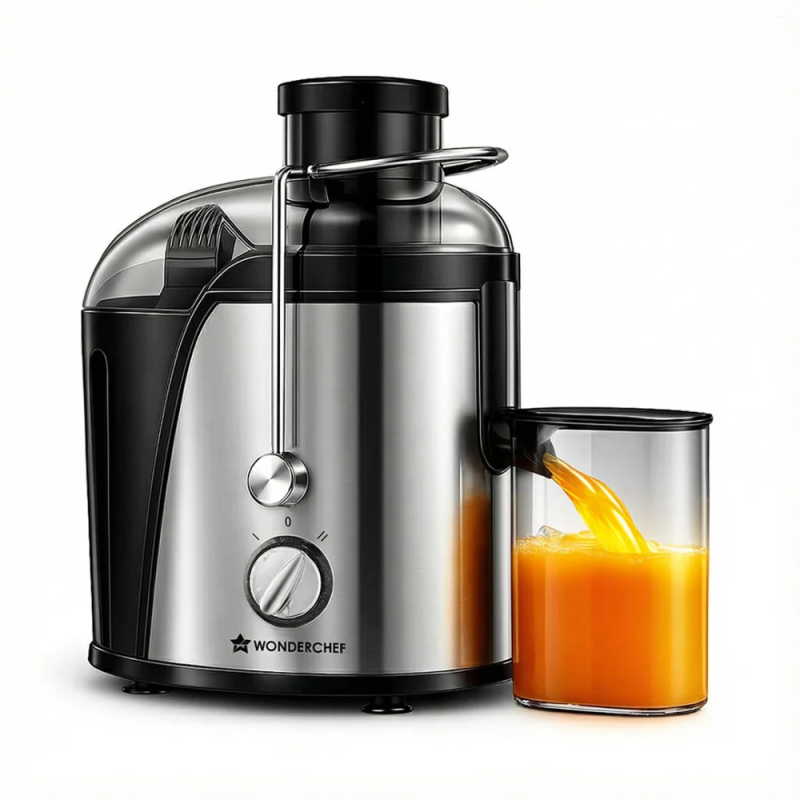 Wonderchef Venezia 500W Centrifugal Juicer, Dual Speed, Wide Feeding Mouth, Stainless Steel Mesh Filter & Pulp Separator