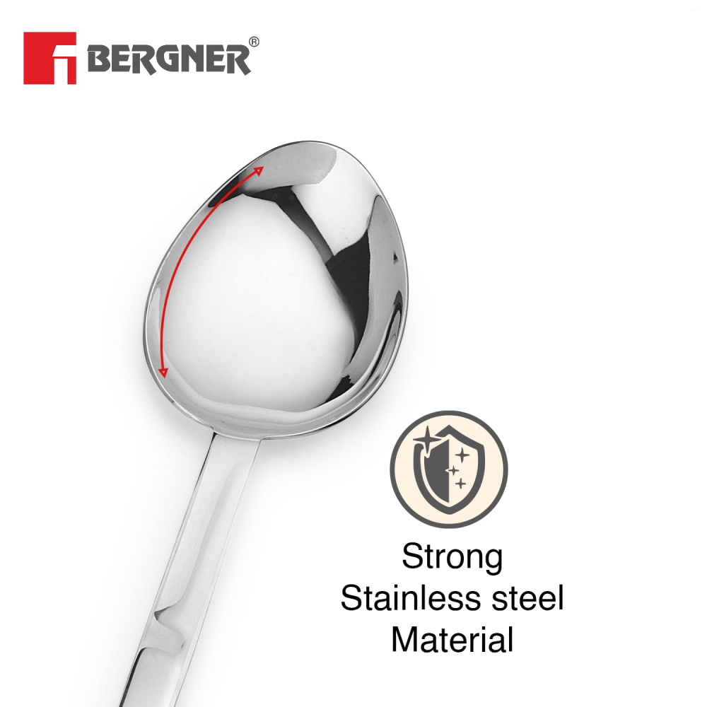 Bergner Argent Large Solid Spoon Serving S/s Hollow Handle Large Stainless Steel, Food Grade BGIN-6706