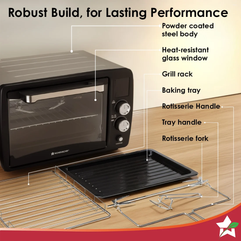 Wonderchef Digital OTG 23L Oven Toaster Griller, 9 Preset Functions, Rotisserie, Digital Display & 230°C