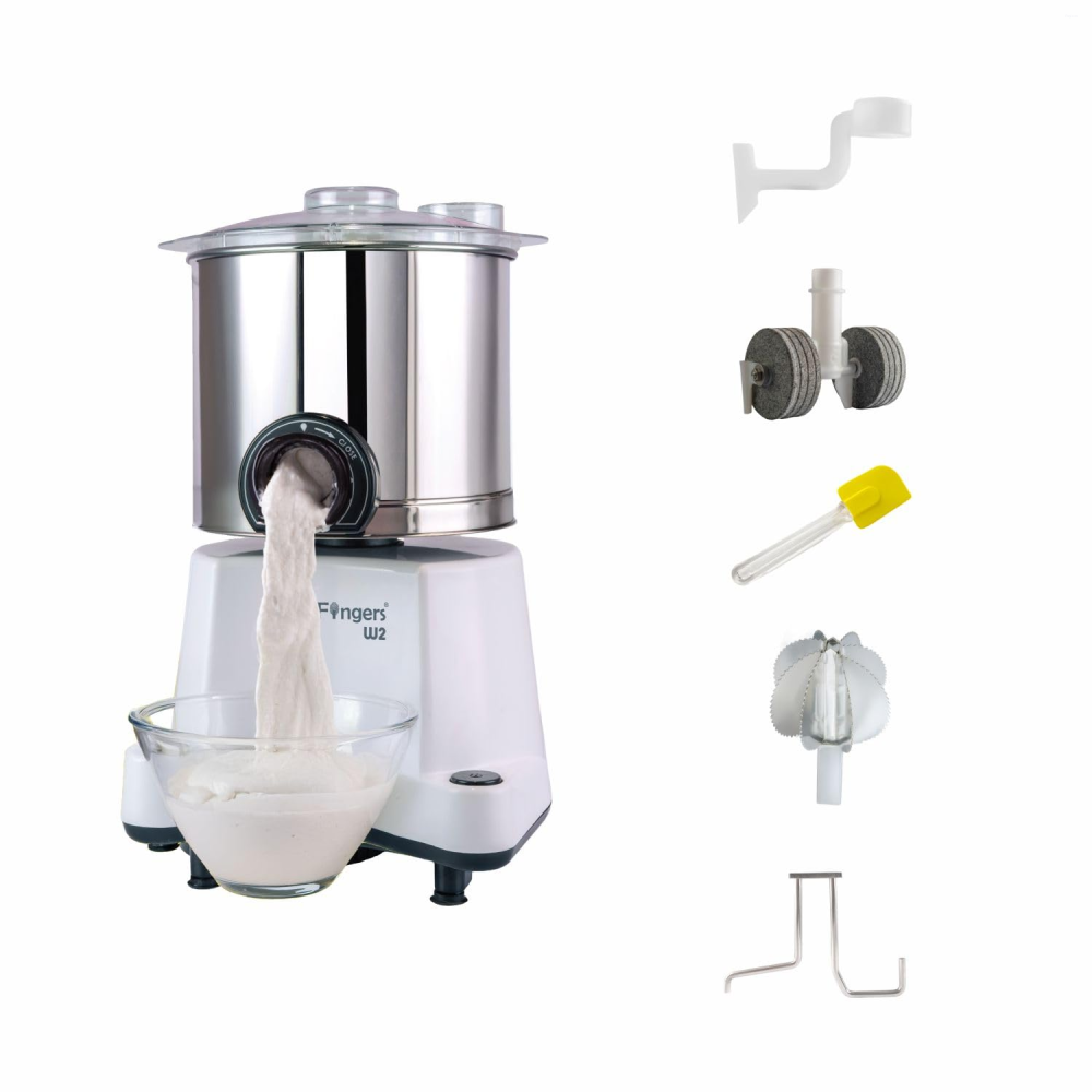 SmartFingers 2 L Comfort Plus Wet Grinder with Atta Kneader Attachment, 150W Motor, Hands-Free Batter Dispenser