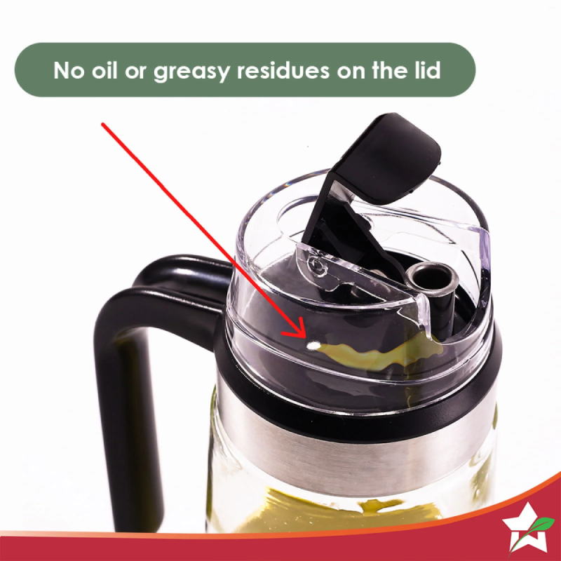 Wonderchef No Drip Oil Pourer 600ml, Glass & Plastic, Gravity Mechanism, Spill-Proof & Transparent