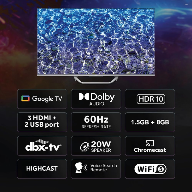 Haier 32 Inch Full HD QLED Google TV with DLG 120Hz, HDR10, Dolby Audio & Google Assistant H32S80FFX