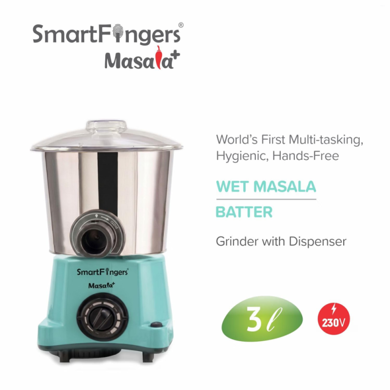 SmartFingers 3 L Masala Plus Wet Grinder, Wet Masala & Batter Dispenser, Stainless Steel Drum