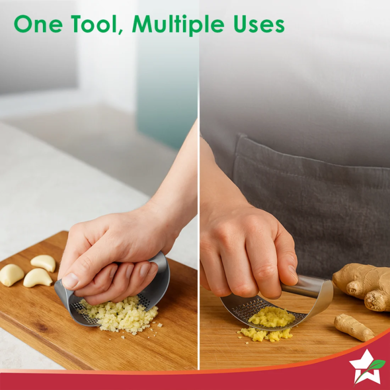 Wonderchef Ambrosia Stainless Steel Garlic Press, Ergonomic Handle, No-Peeling Garlic Crusher & Chopper
