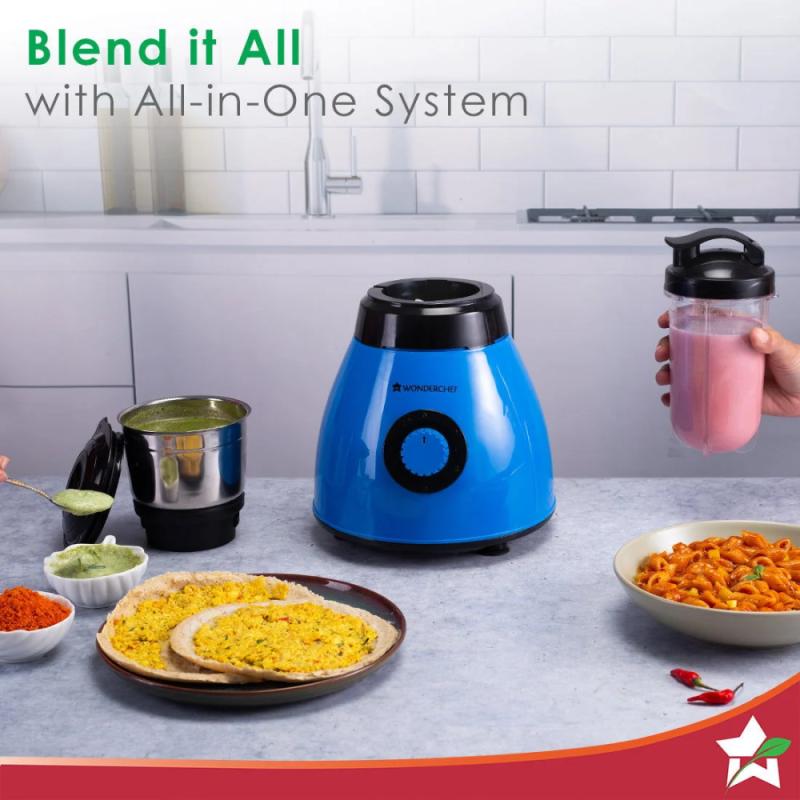 Wonderchef Acura Blender Pro 500W Mixer Grinder with 4 Jars, Stainless Steel Blades, 3-Speed Control & Overload Protection