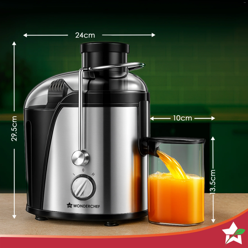 Wonderchef Venezia 500W Centrifugal Juicer, Dual Speed, Wide Feeding Mouth, Stainless Steel Mesh Filter & Pulp Separator