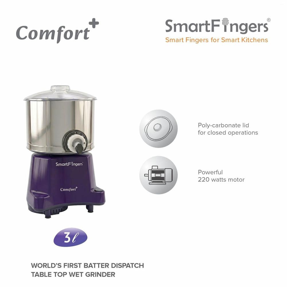 SmartFingers 2 L Masala Plus W2 Wet Grinder with Wet Masala & Batter Dispenser, 150W Motor, Timer