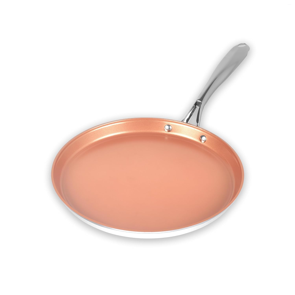 Pigeon CerraSteel Flat Tawa 310 30 cm Non-Stick Cookware, Copper Colour
