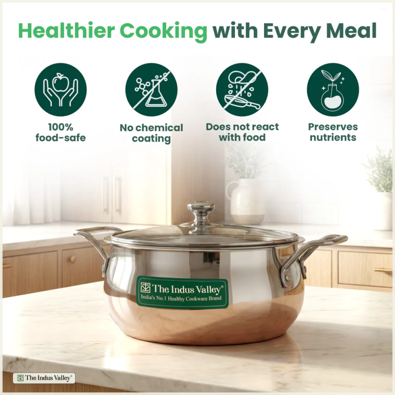 The Indus Valley 6L Stockpot Tri-Ply Stainless Steel, Glass Lid KC-TP-ST-014