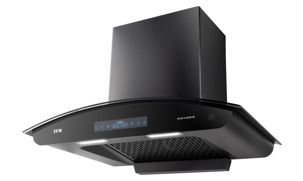 IFB 60 cm Wall Mounted Kitchen Chimney with BLDC Motor (CS AC FL BLDC 60, Black Glass Finish)