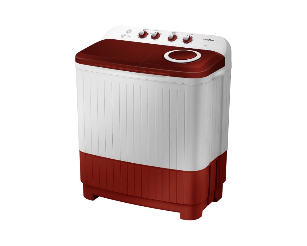 Samsung 7.0 kg Semi Automatic Washing Machine with Double Storm Pulsator, Light Gray with Wine Lid (WT70C3000RR)