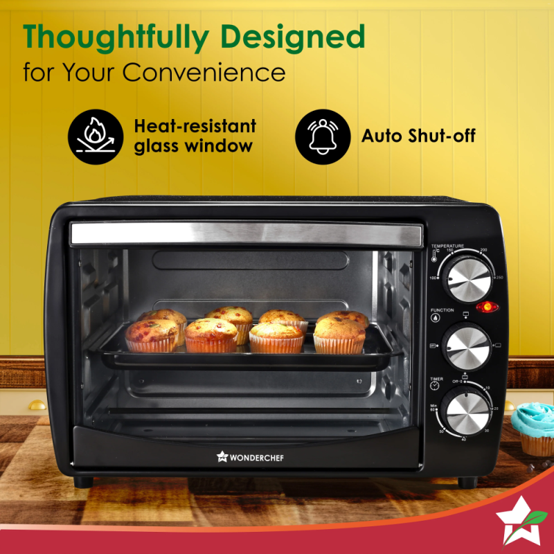 Wonderchef OTG 19L 1280W Oven Toaster Griller, Convection, Auto Shut-Off & 250°C Temperature Control