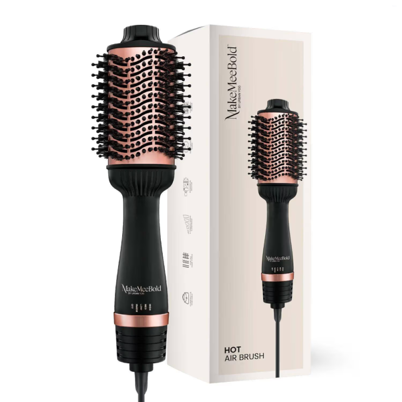 Urban Yog MakeMeeBold 2-in-1 Hot Air Brush with Hair Dryer & Straightener, 3 Temperature & 2 Speed Settings, 360° Airflow Vents, PTC Fast Heating, Ceramic Plates & Auto Shut-Off