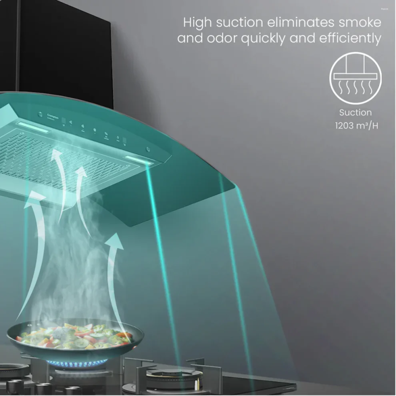 Crompton IntelliMotion 90cm Curved Filterless Kitchen Chimney with AutoClean & Gesture Control (CHD-IMC90FLE-IND)