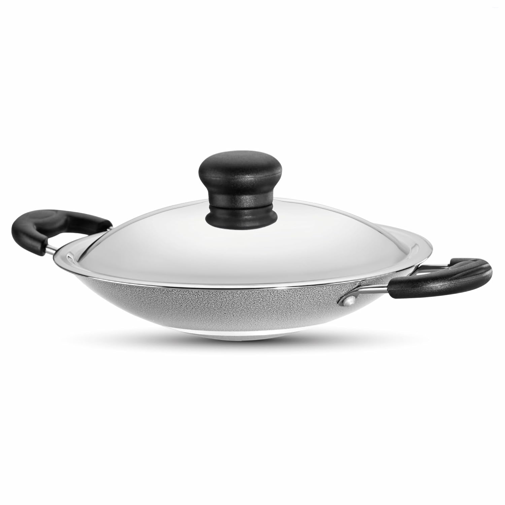 Butterfly Raga 200 mm Aluminium Non-Stick Appachatty with Shallow Stainless Steel Lid, 3-Layer Teflon Select Coating