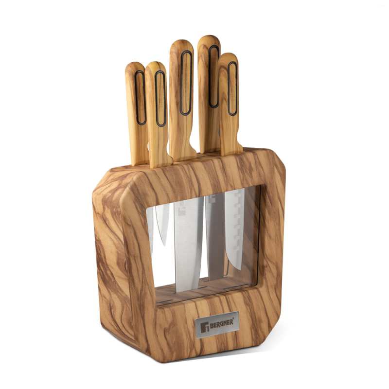 Bergner Olive Garden Olive Garden 6PC Knife Set 6 Pcs Stainless Steel, Wooden-Tone Handle BG-39213-MM