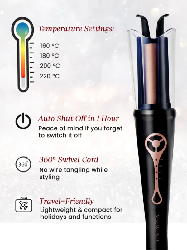 Urban Yog MakeMeeBold Automatic Hair Curler with Fast Heating, Ceramic Coating, Adjustable Temperature Settings & Auto Shut-Off