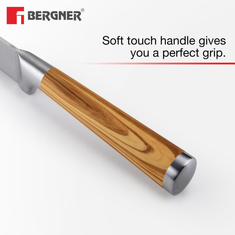 Bergner Olive Garden Olive Garden 3PC Knife Set 3 Pcs Stainless Steel, Wooden-Tone Handle BG-39194-MM