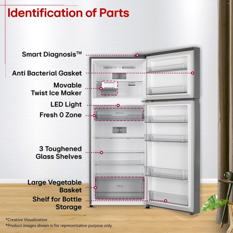 LG 398 L 3 Star Convertible Frost-Free Double Door Refrigerator with Smart Inverter Compressor, Wi-Fi & Multi Air Flow (GLT4036SNPZ, Shiny Steel)