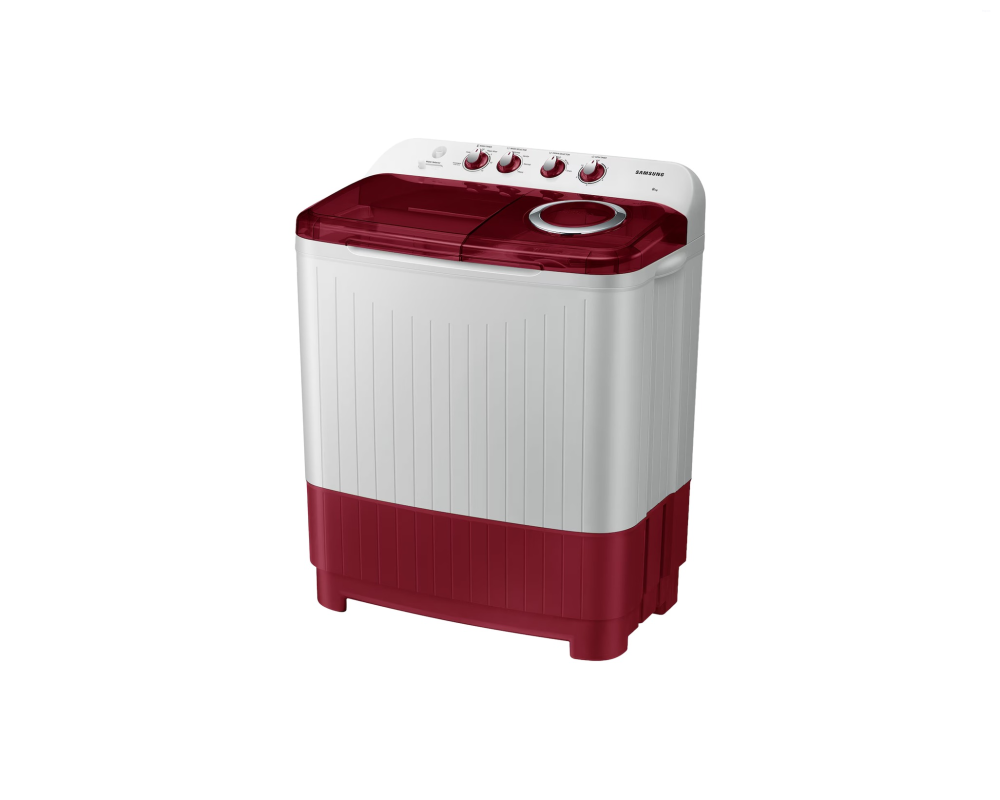 Samsung 8.0 kg Semi Automatic Washing Machine with Hexa Storm Pulsator, Light Gray with Wine Base (WT80C4000RR)
