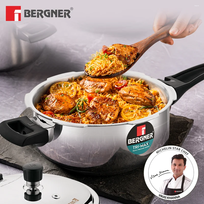 Bergner Tri-Max Tri-ply Pressure Pan 3.5L Tri-Ply Stainless Steel, Induction Ready BGIN-7867