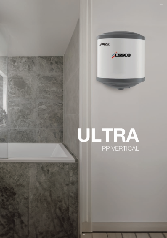 ESSCO Ultra PP 15 Litre 5 Star Vertical Storage Water Heater, 2KW, PP Body & Incoloy Heating Element, ULT-ESS-VL015