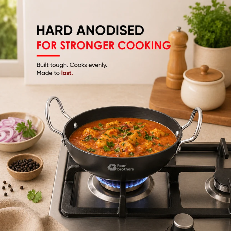 Four Brothers 3PC Hard Anodised Kadai 13 cm 4BAK-B