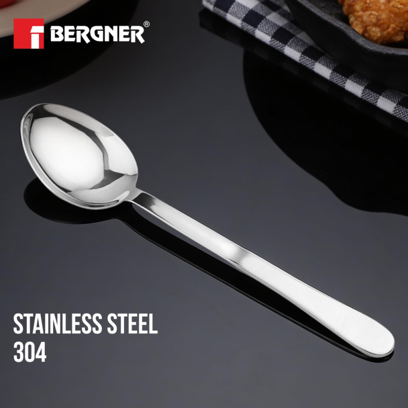 Bergner Argent Large Solid Spoon Serving S/s Hollow Handle Large Stainless Steel, Food Grade BGIN-6706