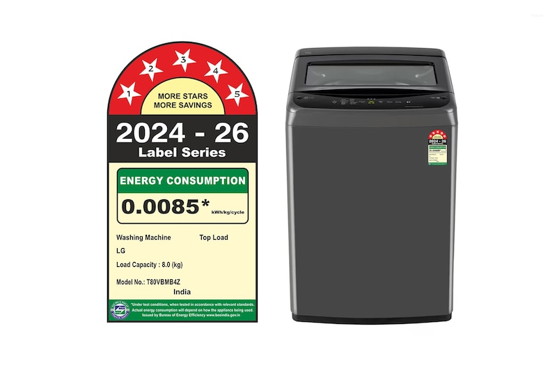 LG 8 Kg 5 Star Smart Inverter Fully Automatic Top Load Washing Machine T80VBMB4Z