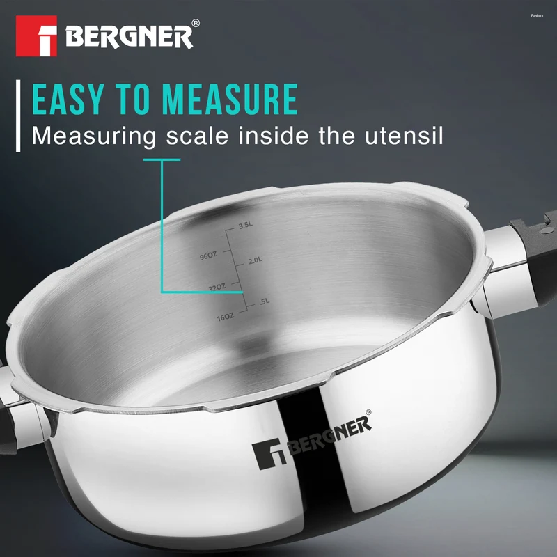 Bergner Tri-Max Tri-ply Pressure Pan 3.5L Tri-Ply Stainless Steel, Induction Ready BGIN-7867