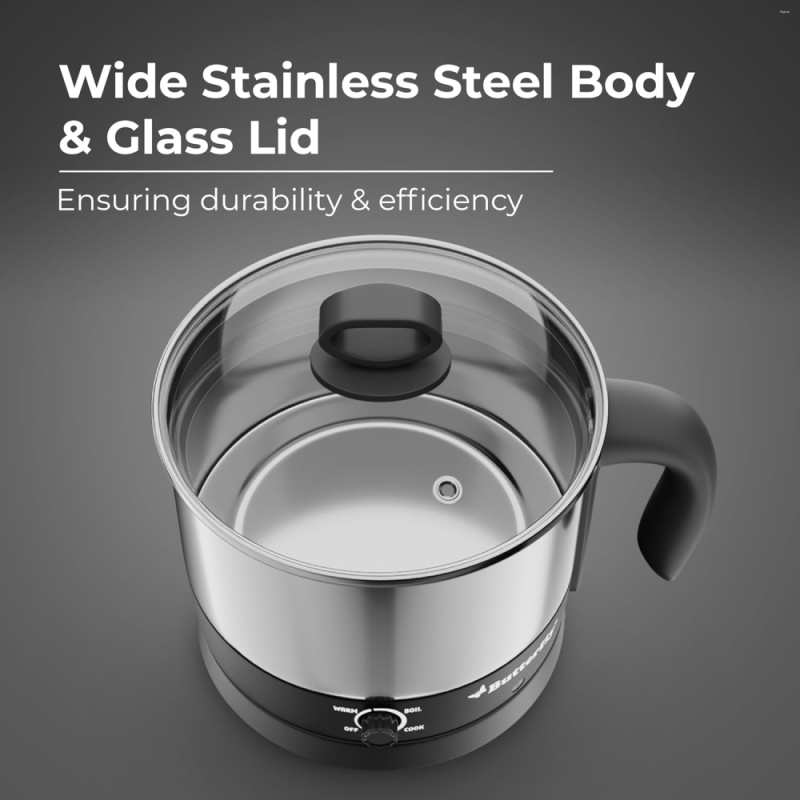 Butterfly Matchless 1.2 Litre 600W Stainless Steel Multi Kettle with Egg Rack, SS Rack, Auto Cut-Off & Dry-Boil Protection