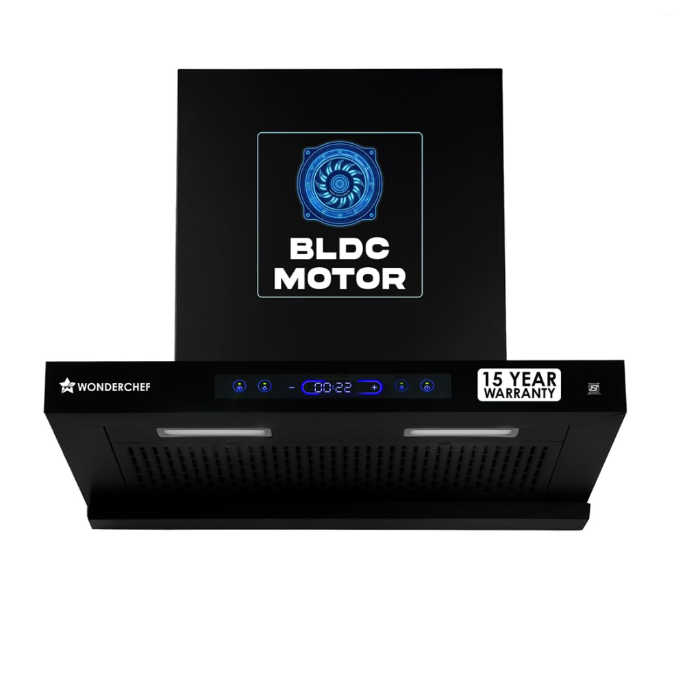 Wonderchef Ultra Sleek 60 cm Filterless BLDC Auto-Clean Chimney with 1800 m³/hr Suction, Motion Sensor, Touch Control & 9 Speed Levels