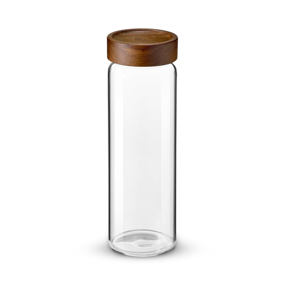 Bergner Acadia Jar 8X8X24.8cm, 990ml Borosilicate Glass, Acacia Wood Lid BG-20517-MM