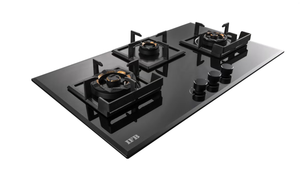 IFB 3 Burners Hybrid Hob with Bevelled Tempered Black Glass