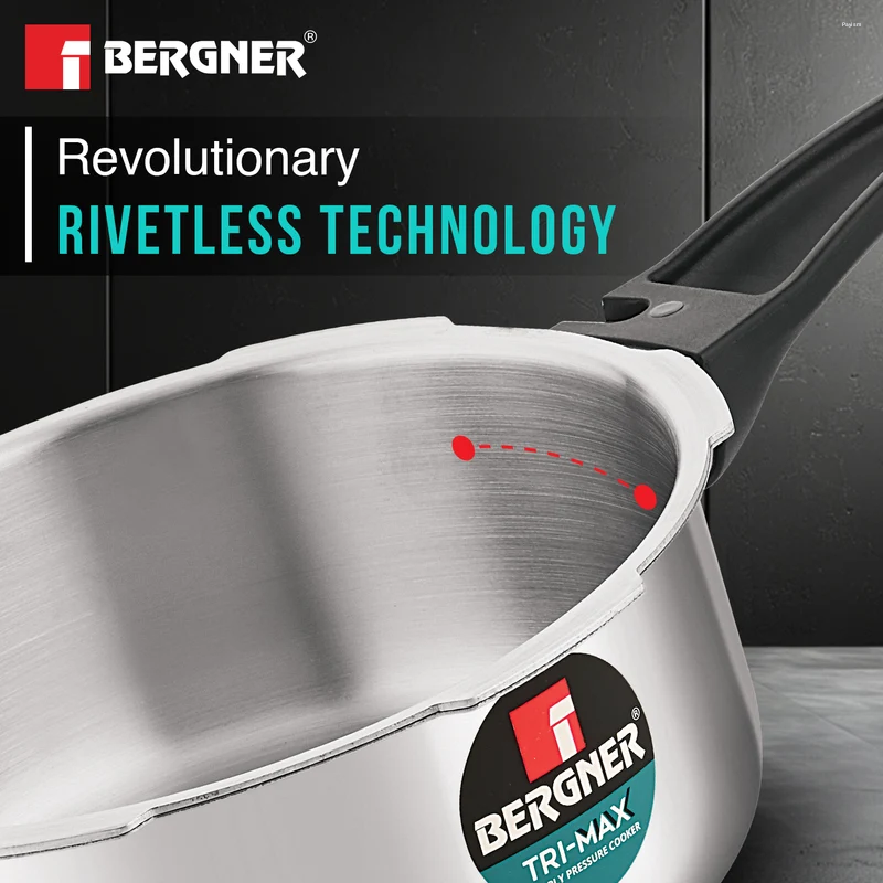 Bergner Tri-Max Tri-ply Pressure Pan 3.5L Tri-Ply Stainless Steel, Induction Ready BGIN-7867