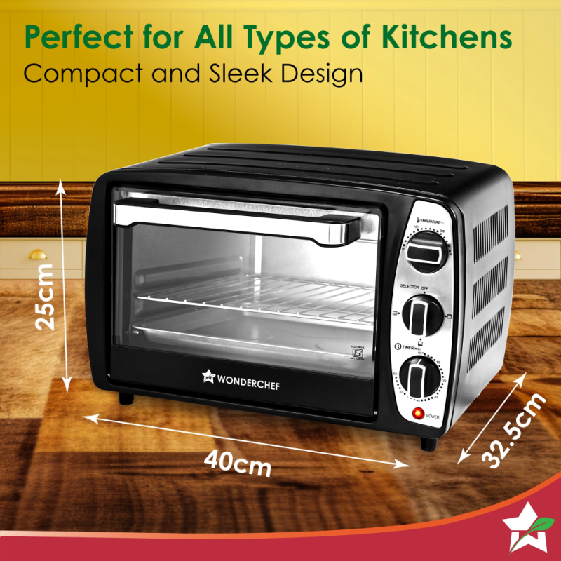 Wonderchef OTG 17L 1280W Oven Toaster Griller, 250°C Temperature Control, Auto Shut-Off & Heat Selector