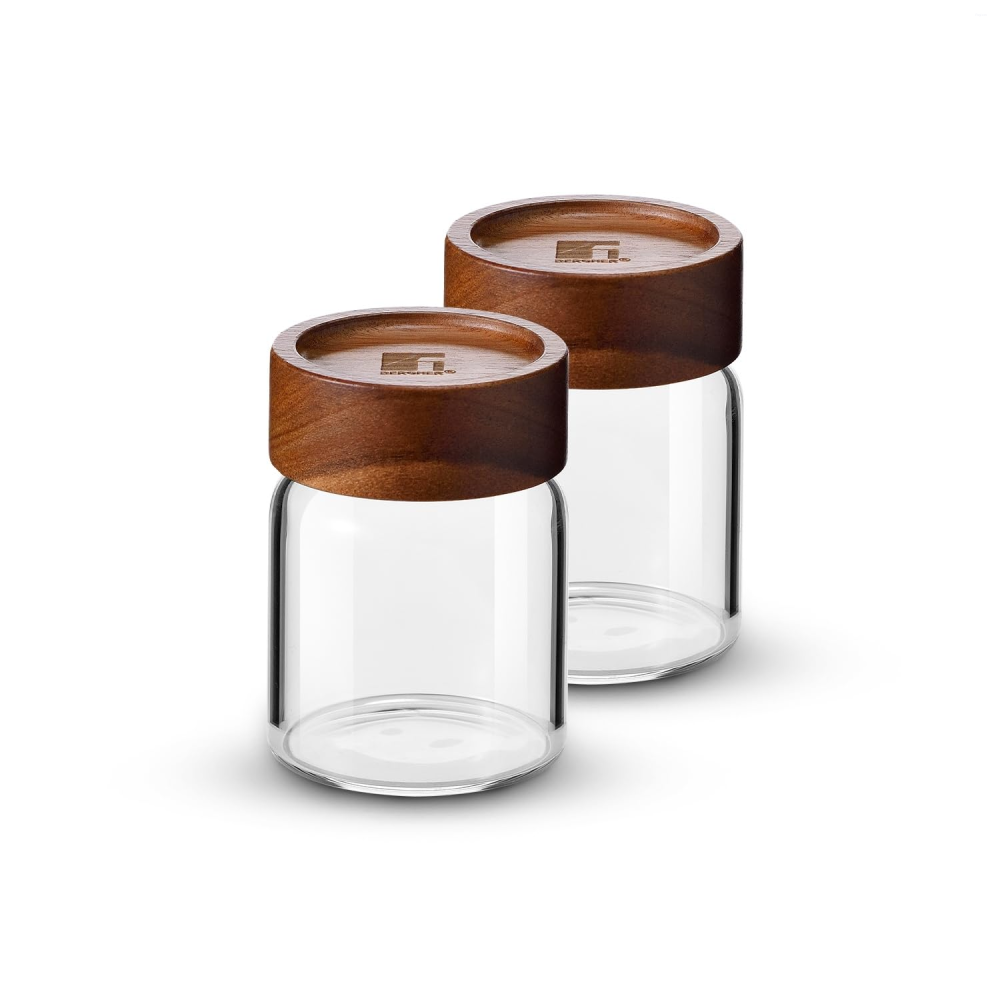 Bergner Acadia Jar 6.5X6.5X6.5cm, 120ml Borosilicate Glass, Acacia Wood Lid BG-20523-MM
