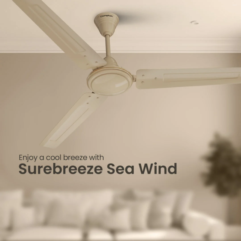 Crompton Surebreeze Sea Wind 1200MM46CYD 1200mm Ceiling Fan, 46W, 3 Blades, 390 RPM, Ivory