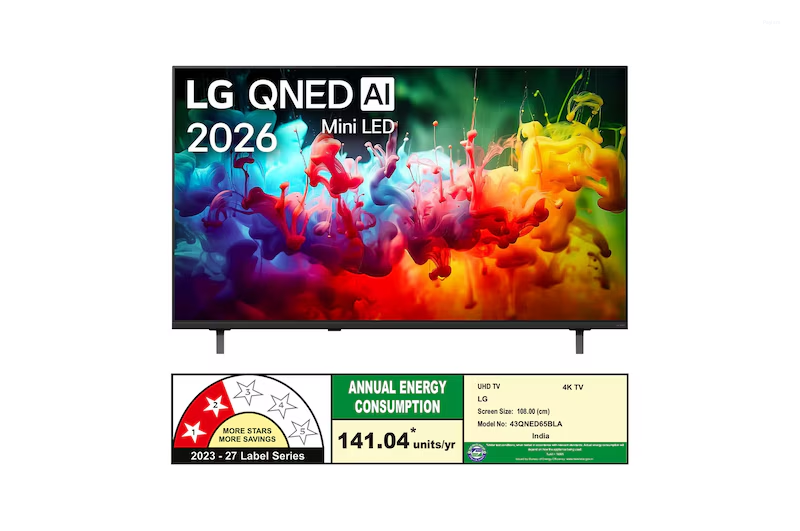 LG 43 Inches QNED AI 4K Ultra HD Mini LED Smart TV with Dynamic QNED Color, α7 AI Processor 4K Gen9 & 4K Super Upscaling 43QNED65BLA